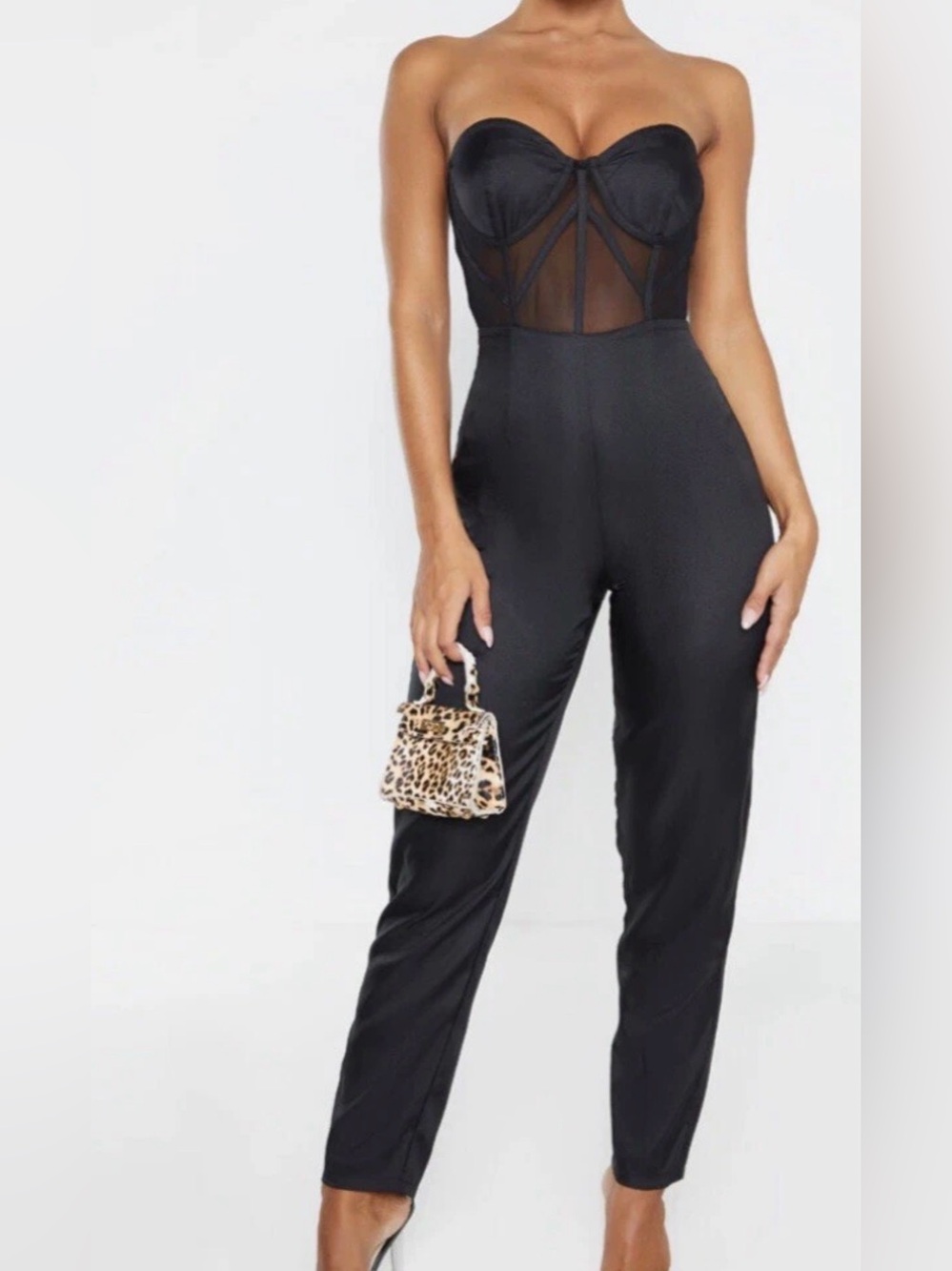 PrettyLittleThing Black Strapless Jumpsuit